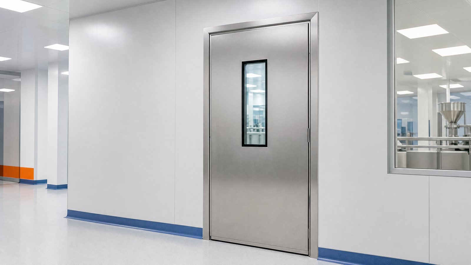 Stainless steel hermetic cleanroom door